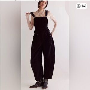 Free People Black corduroy Overalls
